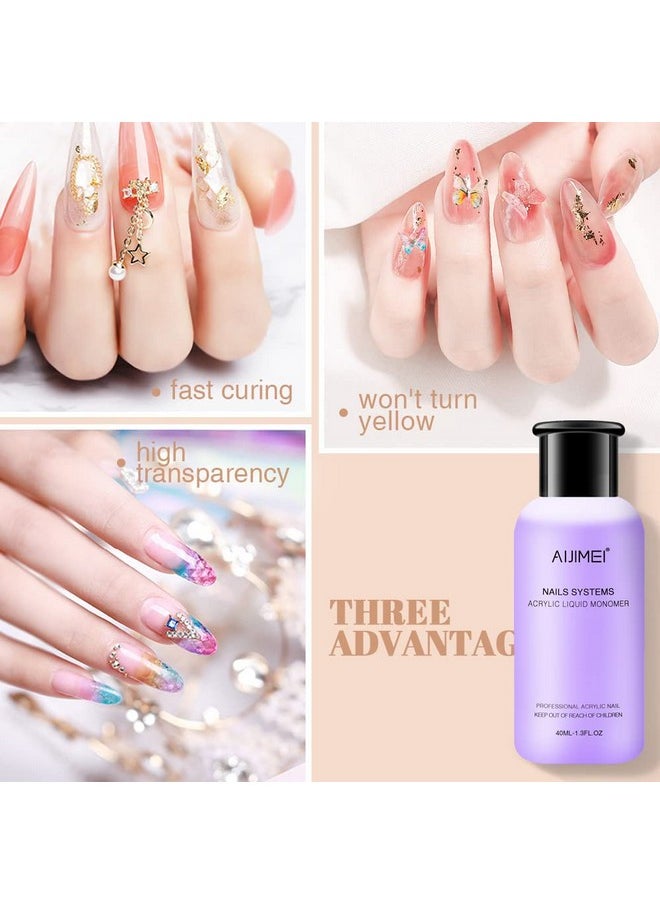 AIJIMEI Acrylic Powder Acrylic Nail Kit with Professional Liquid Monomer and Acrylic Nail Brush Cleaner,Acrylic Nail Tools Set Nail Extension Acrylic Nail System