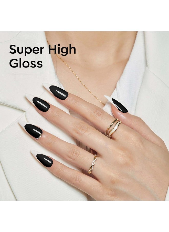 modelones Gel Nail Polish Set, 2 Pcs 15 ML Black and White Gel Polish White Gel Nail Polish Soak Off LED Gel Polish Winter Nails Art Manicure Home Gift for Women Girl