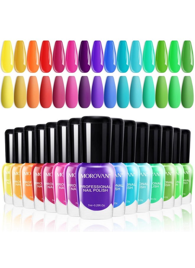 Morovan 15 Bright Color 0.25oz Air Quick Dry Nail Polish Gift Set for Women