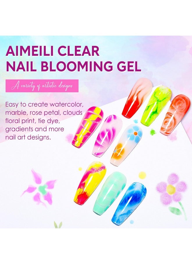 AIMEILI Nail Blooming Gel Nail Art Blossom Gel Soak Off U V LED Clear Blooming Gel for Spreading Effect, Marble, Floral Print Nail Art Design Manicure 10ml