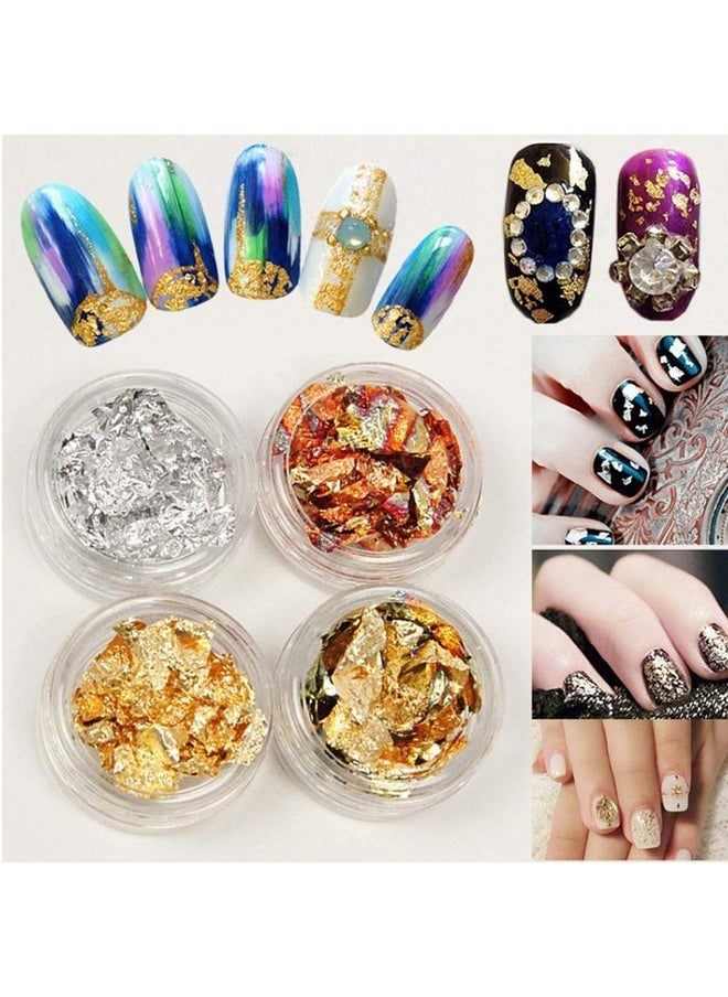 YesLady Gold Silver Nail Art Foil Aluminum Sticker 3d Glitter Flake Decoration 12 Pots