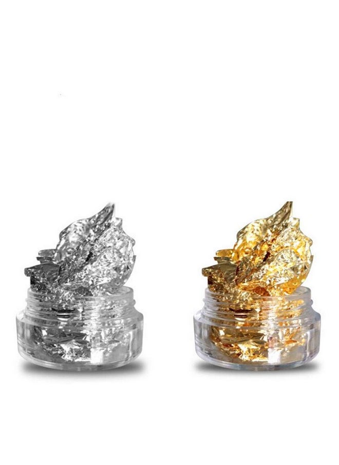 YesLady Gold Silver Nail Art Foil Aluminum Sticker 3d Glitter Flake Decoration 12 Pots