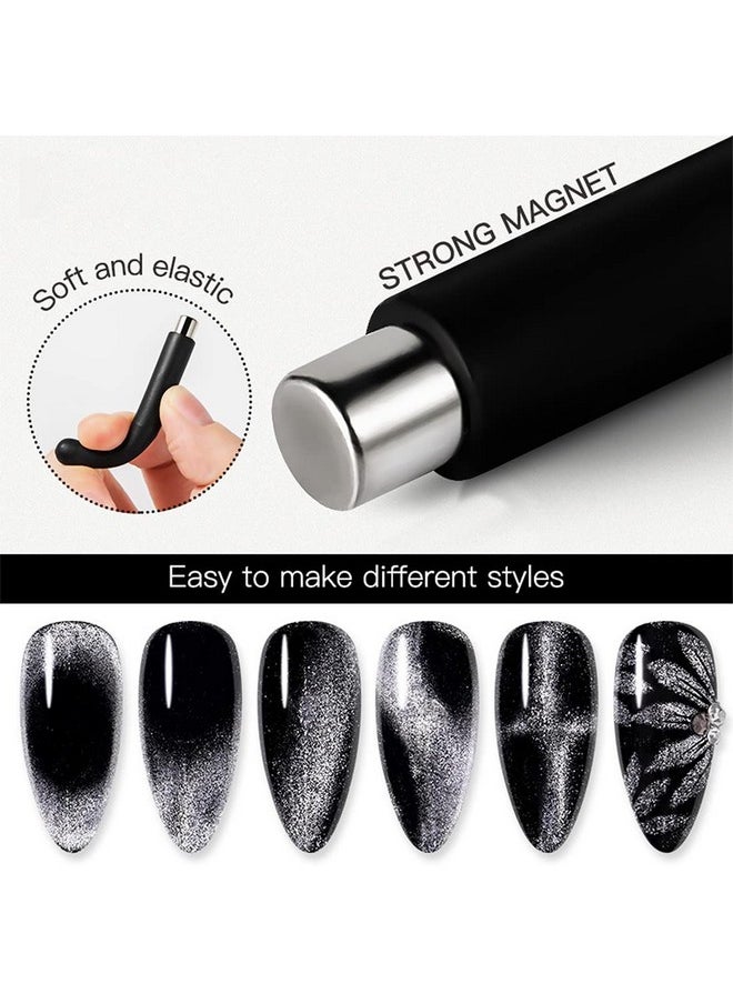 XEAOHESY 8 Pieces Nail Magnet Tool Set Double-Head Flower Design Nail Magnet Pens Multi-Function Magnet Board Magnet Stick 3D Magnetic for Cat Eye Gel Polish Nail Art