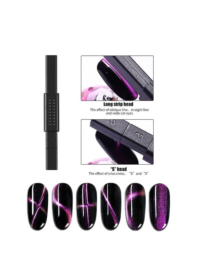 XEAOHESY 8 Pieces Nail Magnet Tool Set Double-Head Flower Design Nail Magnet Pens Multi-Function Magnet Board Magnet Stick 3D Magnetic for Cat Eye Gel Polish Nail Art