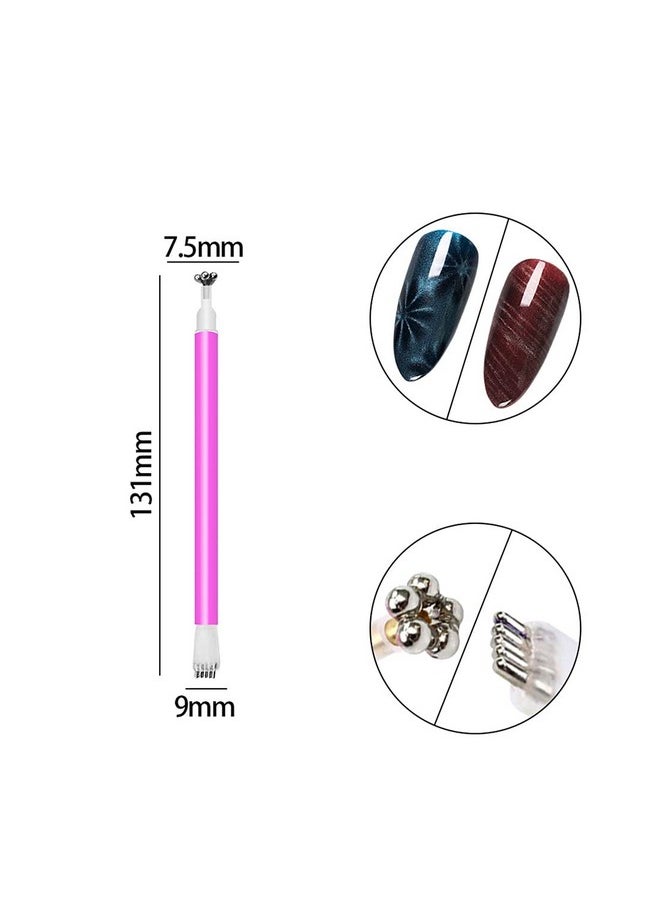 XEAOHESY 8 Pieces Nail Magnet Tool Set Double-Head Flower Design Nail Magnet Pens Multi-Function Magnet Board Magnet Stick 3D Magnetic for Cat Eye Gel Polish Nail Art