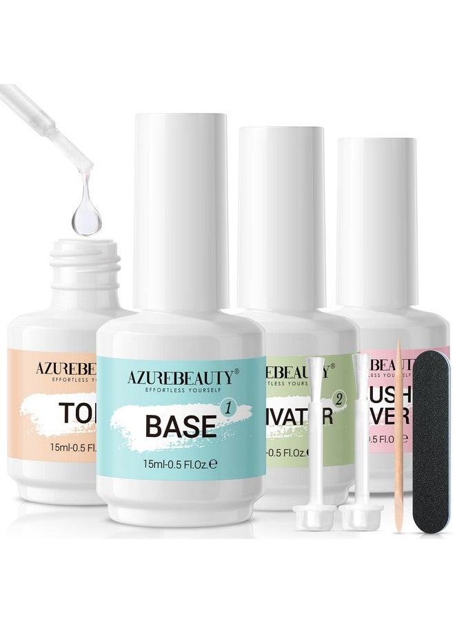 AZUREBEAUTY Dip Powder Liquid Set 15ml/0.5oz, 8 Pcs Dipping Powder Base Activator and Top Coat Brush Saver Nail File Necessary Tools for Dip Powder Nail Kit No Nail Lamp Needed