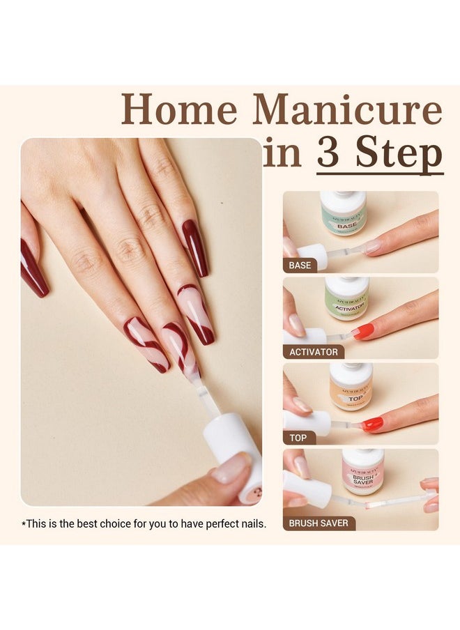 AZUREBEAUTY Dip Powder Liquid Set 15ml/0.5oz, 8 Pcs Dipping Powder Base Activator and Top Coat Brush Saver Nail File Necessary Tools for Dip Powder Nail Kit No Nail Lamp Needed