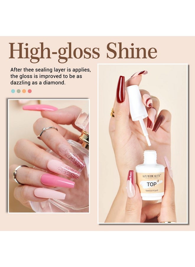 AZUREBEAUTY Dip Powder Liquid Set 15ml/0.5oz, 8 Pcs Dipping Powder Base Activator and Top Coat Brush Saver Nail File Necessary Tools for Dip Powder Nail Kit No Nail Lamp Needed