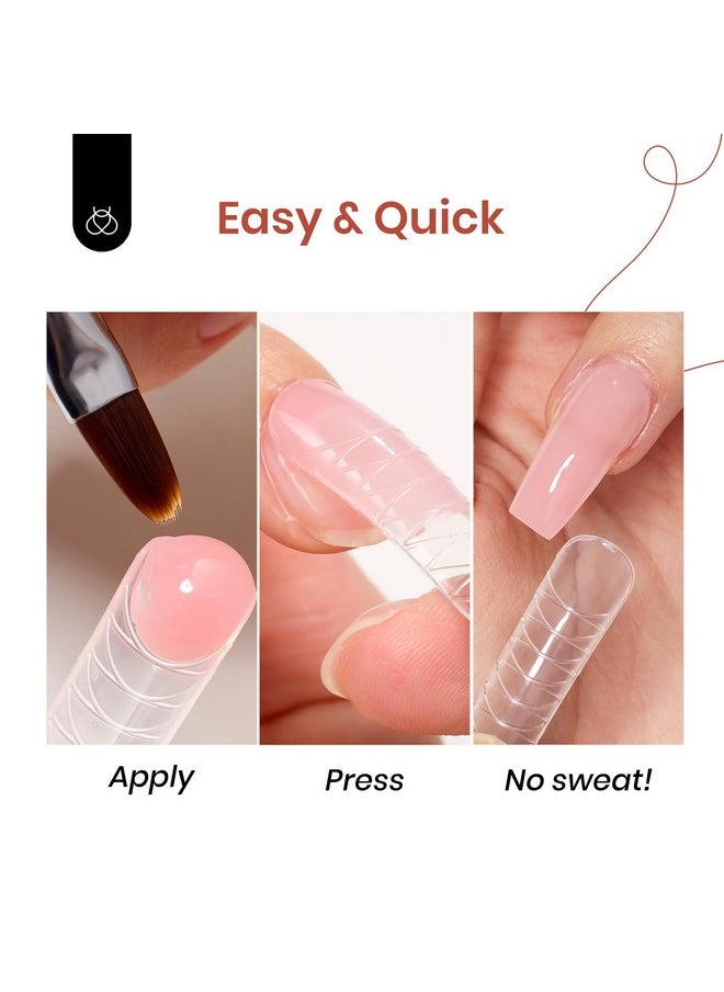 Beetles Poly Nail Extension Gel Kit, 4 Colors Pink White Poly Nail Gel Builder Sheer Pink Nail Gel Clear Nail Art Kit with Poly Brush & Slip Solution Nail Salon All In 1 Kit Valentine's Gift for Women