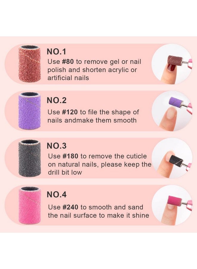 Rolybag Sanding Bands for Nail Drill Nail Sanding Bands Professional Sanding bit Nails 240 Pieces 4 Color Coarse Fine Grit Efile Sand Set 80#120#180#240# 2 Pieces Nail Drill Bits