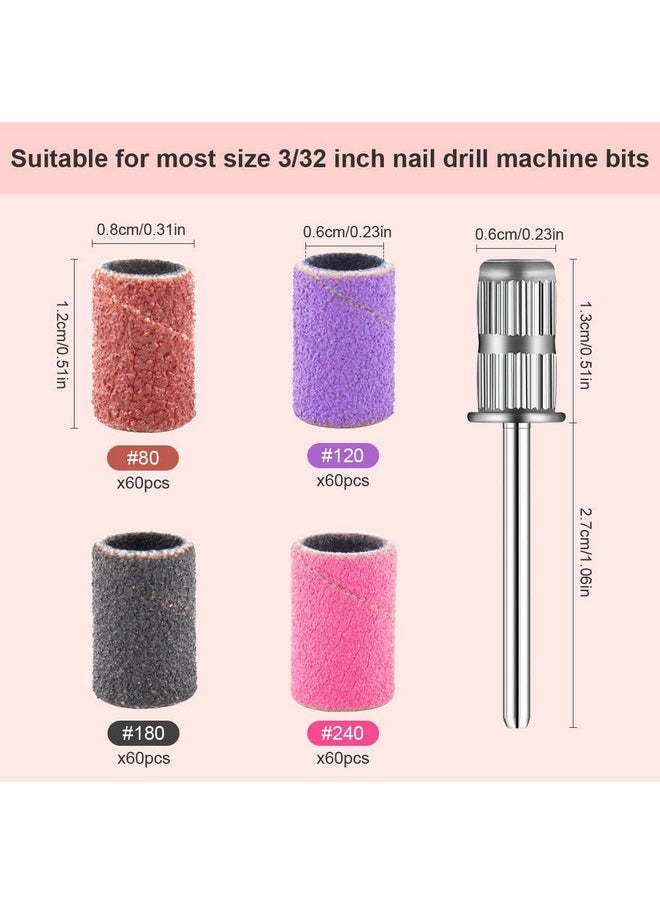 Rolybag Sanding Bands for Nail Drill Nail Sanding Bands Professional Sanding bit Nails 240 Pieces 4 Color Coarse Fine Grit Efile Sand Set 80#120#180#240# 2 Pieces Nail Drill Bits