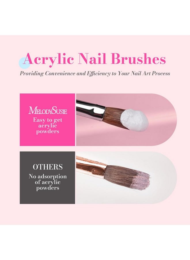 MelodySusie 3Pcs Acrylic Nail Brush Set, Size 8/10/14 Professional Nail Brushes for Acrylic Application Acrylic Powder Nail Art Extension and 3D Nail Carving for DIY Home Salon Nail Art Manicure Tool