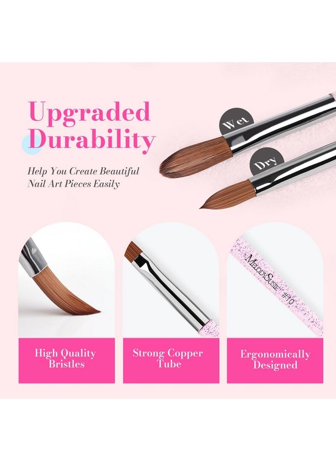 MelodySusie 3Pcs Acrylic Nail Brush Set, Size 8/10/14 Professional Nail Brushes for Acrylic Application Acrylic Powder Nail Art Extension and 3D Nail Carving for DIY Home Salon Nail Art Manicure Tool