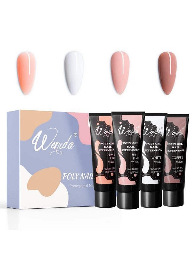 Nail Extension Gel Kit Wenida 4 Nude Colors Nail Builder Gel Set Nail Enhancement Gel for Home DIY Nail Manicure Art
