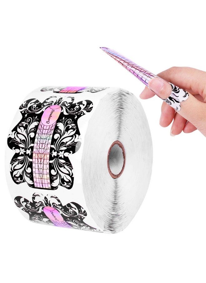DouborQ 500PCS Acrylic Nail Forms,Nail Extension Tips,Nail Forms for Acrylic Nails,Acrylic Nail UV Gel Nail Forms Guide Stickers Nail Art Equipment for Salon