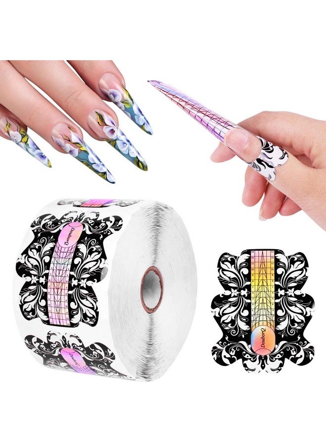 DouborQ 500PCS Acrylic Nail Forms,Nail Extension Tips,Nail Forms for Acrylic Nails,Acrylic Nail UV Gel Nail Forms Guide Stickers Nail Art Equipment for Salon