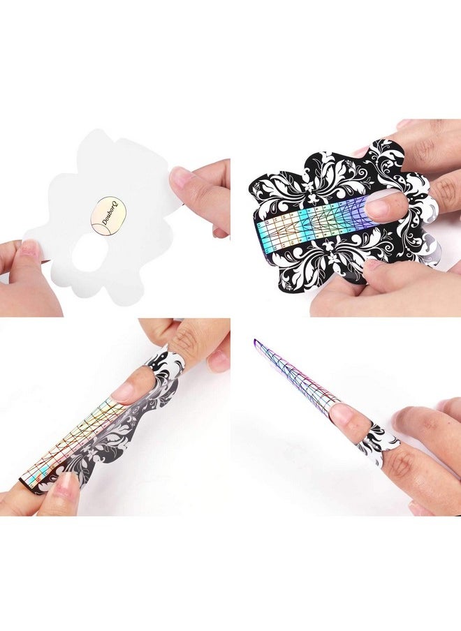 DouborQ 500PCS Acrylic Nail Forms,Nail Extension Tips,Nail Forms for Acrylic Nails,Acrylic Nail UV Gel Nail Forms Guide Stickers Nail Art Equipment for Salon