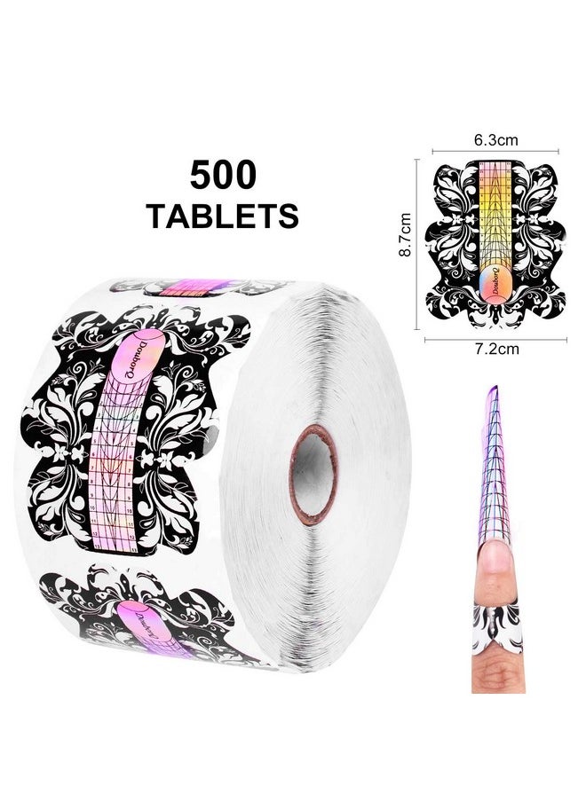 DouborQ 500PCS Acrylic Nail Forms,Nail Extension Tips,Nail Forms for Acrylic Nails,Acrylic Nail UV Gel Nail Forms Guide Stickers Nail Art Equipment for Salon