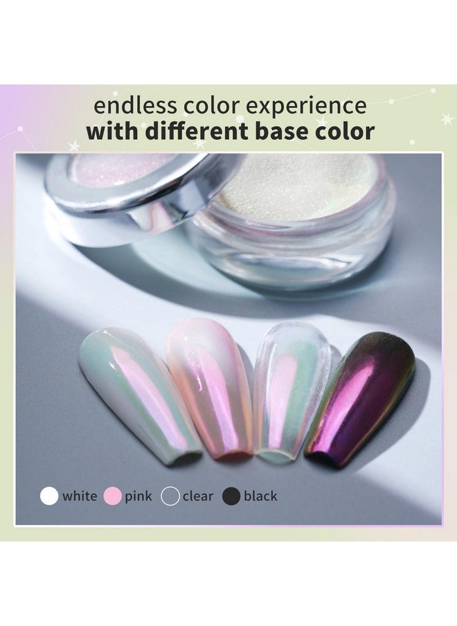 PrettyDiva Aurora Chrome Nail Powder - Moonlight Chrome Nail Powder with Multi Color Shifting Metallic Powders Mirror Effect, Magic Moonlight Yellow Effect Iridescent Pigment Powder for Nails