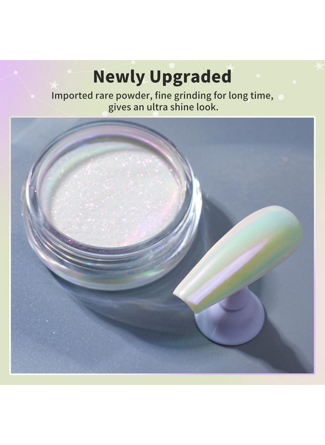 PrettyDiva Aurora Chrome Nail Powder - Moonlight Chrome Nail Powder with Multi Color Shifting Metallic Powders Mirror Effect, Magic Moonlight Yellow Effect Iridescent Pigment Powder for Nails