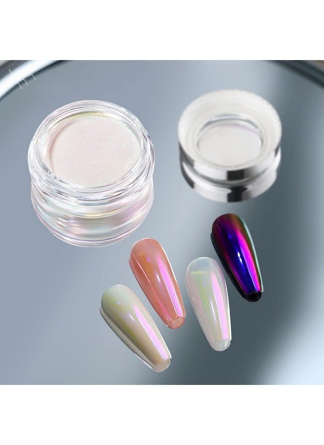 PrettyDiva Aurora Chrome Nail Powder - Moonlight Chrome Nail Powder with Multi Color Shifting Metallic Powders Mirror Effect, Magic Moonlight Yellow Effect Iridescent Pigment Powder for Nails