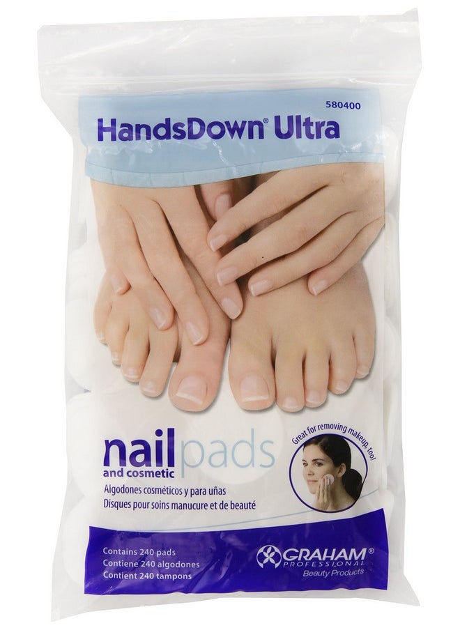 Graham Hands Down Ultra Nail and Cosmetic Pads, White, 240 Count