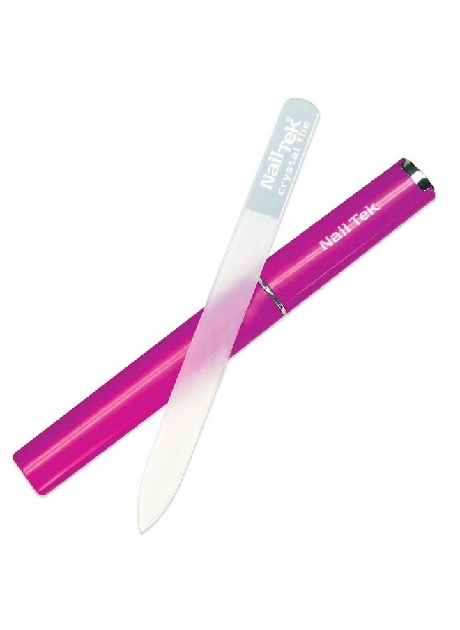 Nail Tek Crystal File Double-Sided with Fuchsia Companion Case, Medium File 5