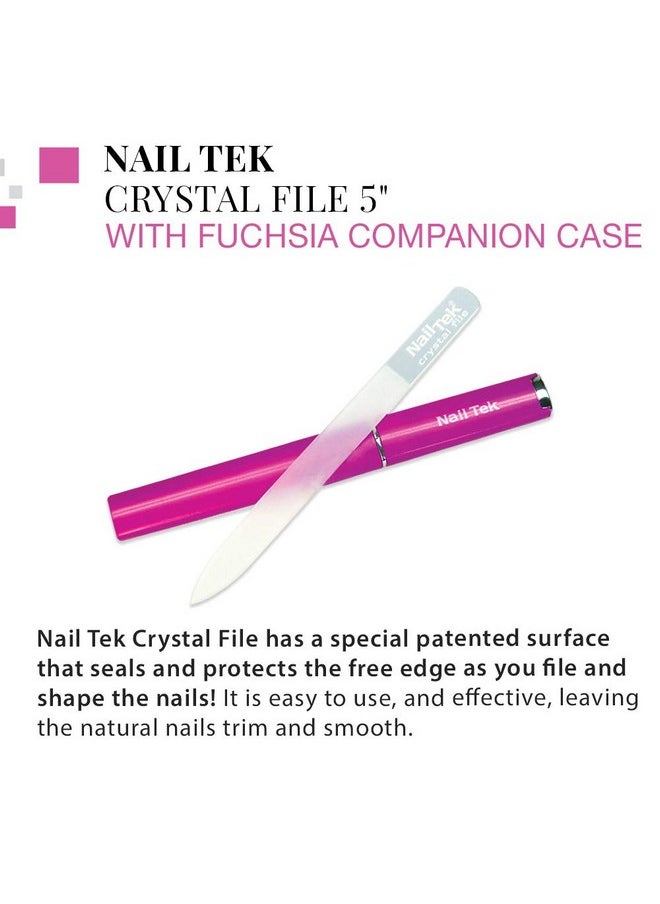 Nail Tek Crystal File Double-Sided with Fuchsia Companion Case, Medium File 5