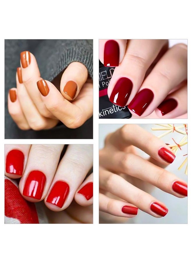 JERCLITY 24 Sheets Red Solid Color Nail Polish Strips Stickers Warm Color Full Nail Wraps Self Adhesive Nail Art Decal Nail Strips with Nail File for Women Girls DIY Nail Art