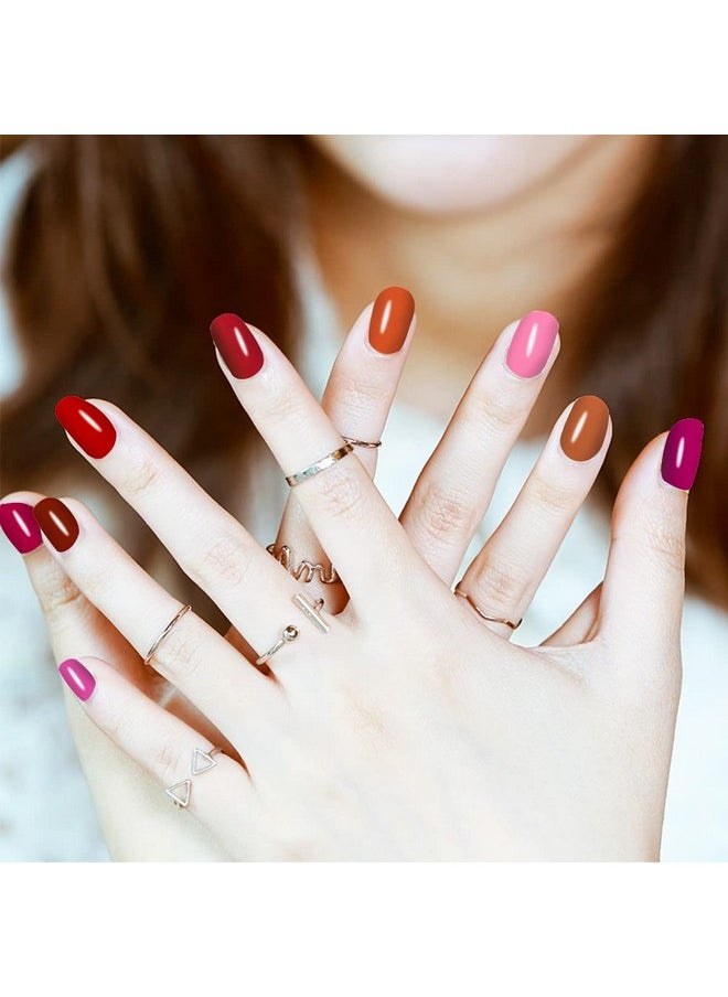 JERCLITY 24 Sheets Red Solid Color Nail Polish Strips Stickers Warm Color Full Nail Wraps Self Adhesive Nail Art Decal Nail Strips with Nail File for Women Girls DIY Nail Art