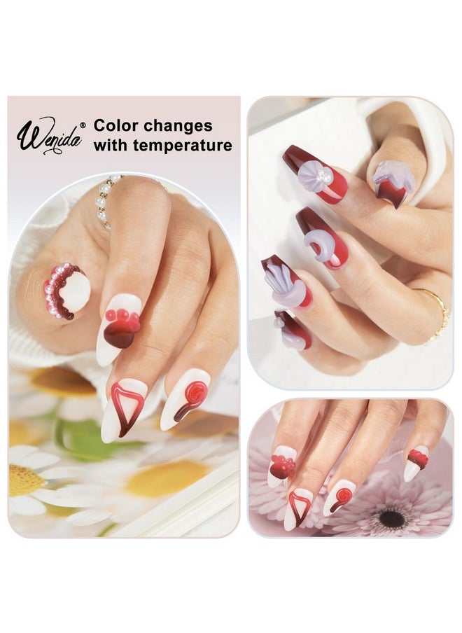 Solid Builder Nail Gel Wenida Temperature Changing Color Coffee Changing Red 15ml Nail Extension Gel Non Stick Hand Sculpture Gel Nail Carving Gel Nail Strengthen Gel for Home DIY Nail Manicure Art