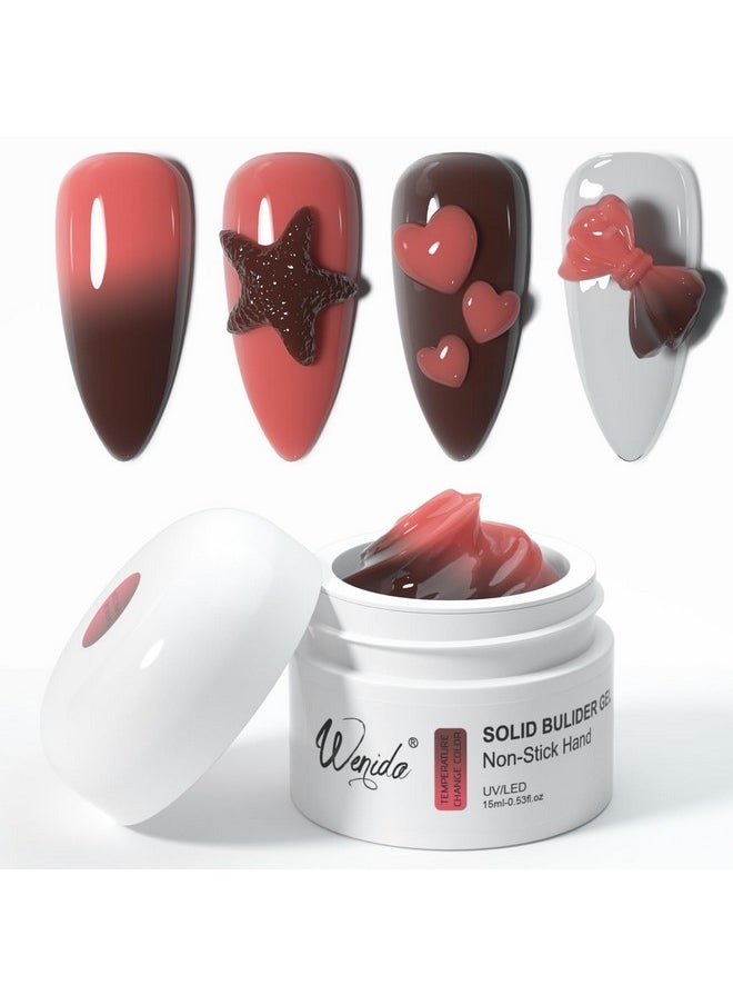 Solid Builder Nail Gel Wenida Temperature Changing Color Coffee Changing Red 15ml Nail Extension Gel Non Stick Hand Sculpture Gel Nail Carving Gel Nail Strengthen Gel for Home DIY Nail Manicure Art