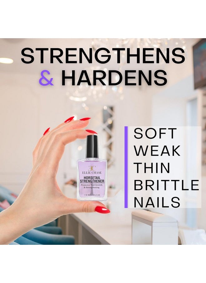 Ellie Chase Horsetail Nail Strengthener, Growth, Hardener, Repair Treatment Polish 0.5 OZ/Help Splits, Breaks, Thin, Weak, Chipped, Damaged, Cracked, Peeling Nails/Grow Strong Hard Thicker Nails