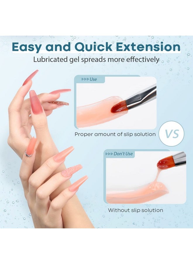 Modelones Poly Nail Extension Gel Kit Slip Solution for Nails with Dual-Ended Nail Brush Anti-Stick Liquid Brushes Cleaning Easy Spread for Beginner