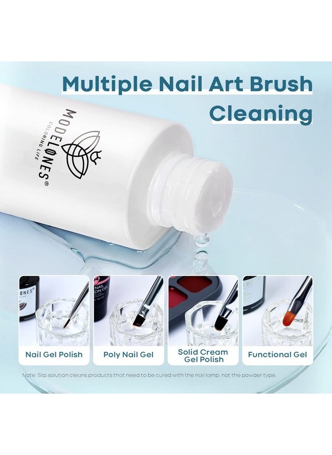 Modelones Poly Nail Extension Gel Kit Slip Solution for Nails with Dual-Ended Nail Brush Anti-Stick Liquid Brushes Cleaning Easy Spread for Beginner