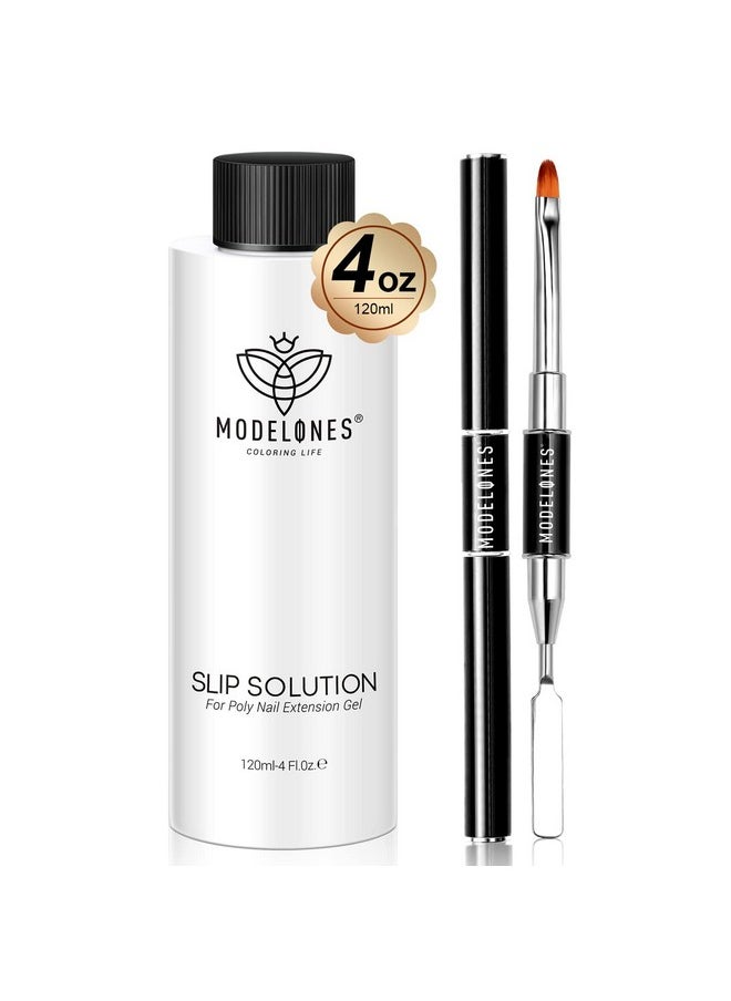 Modelones Poly Nail Extension Gel Kit Slip Solution for Nails with Dual-Ended Nail Brush Anti-Stick Liquid Brushes Cleaning Easy Spread for Beginner