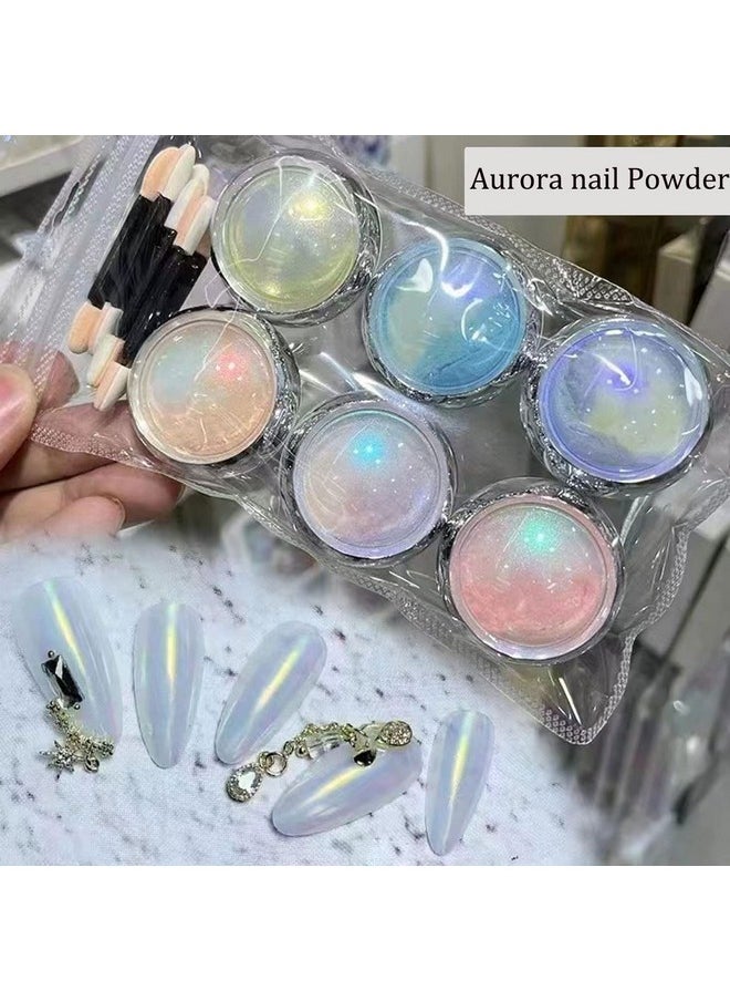 Mermaid Chrome Nail Powder Aurora Nail Glitter Nail Art Decoration Allstarry Nail Powder for Gel Polish Mirror Effect Pigment Chrome Iridescent Aurora Nail Supplies for Women