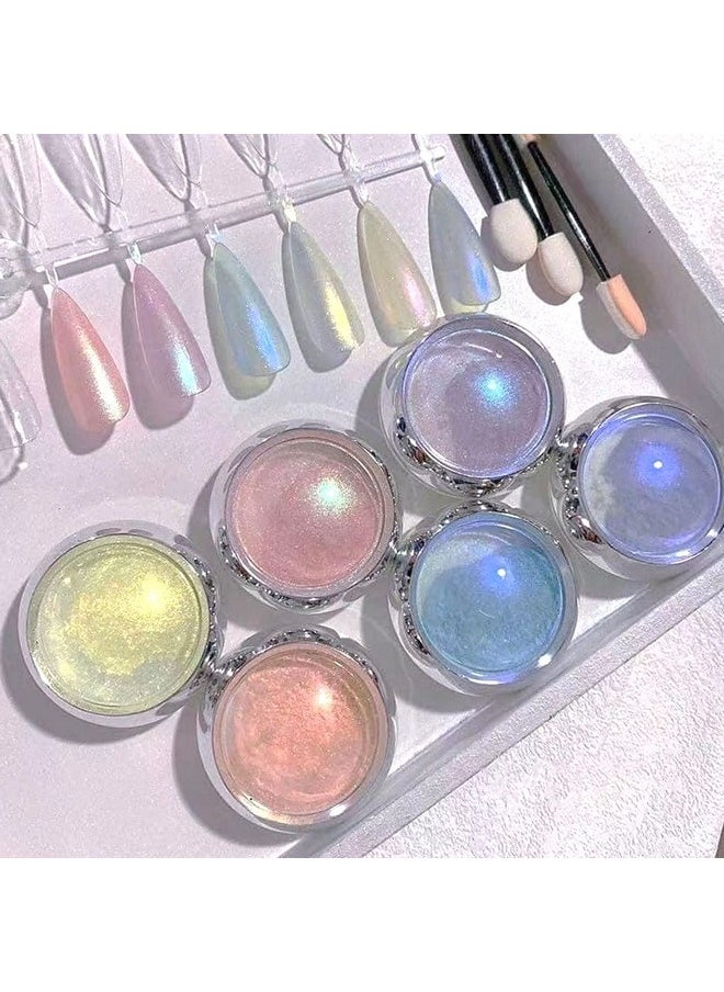 Mermaid Chrome Nail Powder Aurora Nail Glitter Nail Art Decoration Allstarry Nail Powder for Gel Polish Mirror Effect Pigment Chrome Iridescent Aurora Nail Supplies for Women