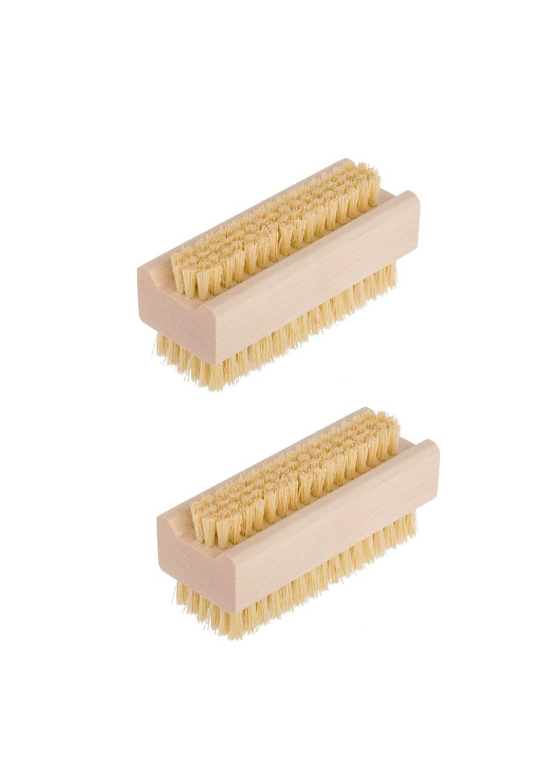 Redecker Tampico Fiber Nail Brush with Untreated Maple Wood Handle, Set of 2, 3-3/4 Inches