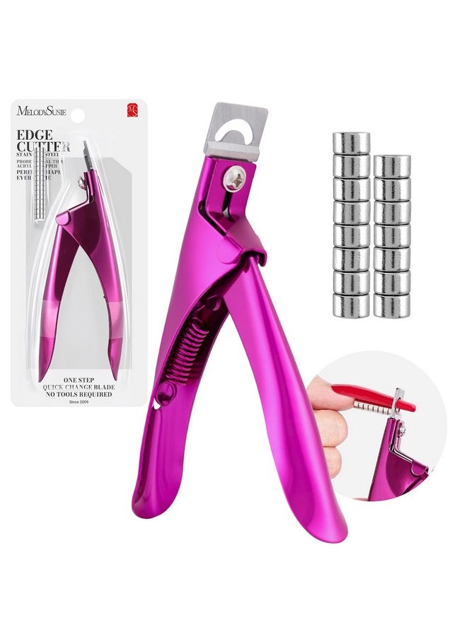 MelodySusie Acrylic Nail Clippers with 15pcs Magnet Sizers, Professional Nail Clippers Cutters for Long Acrylic Gel Nails Tips, Adjustable Stainless Nail Trimmer, Manicure Tool for Salon Home, Plum