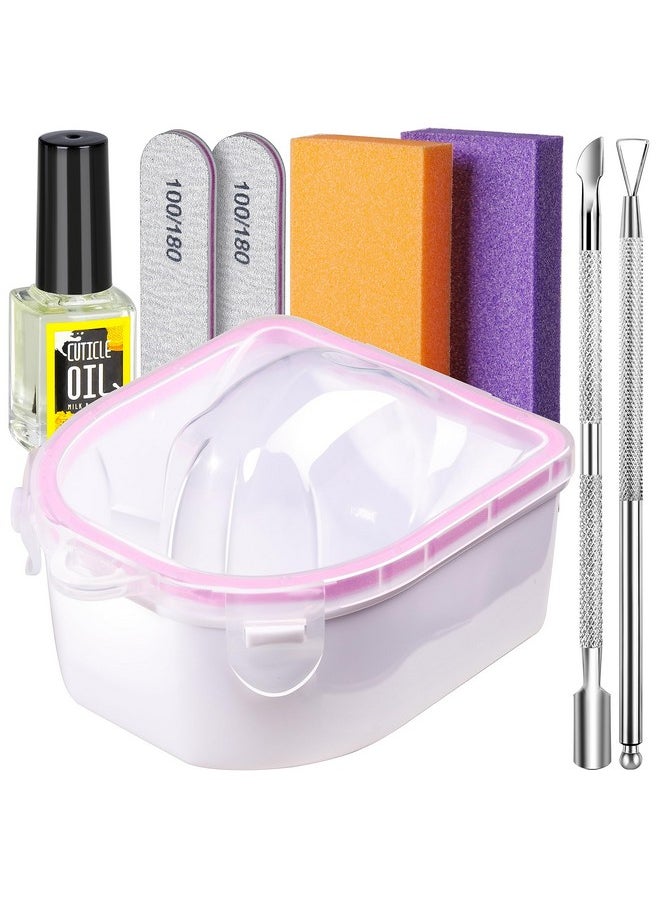 Teenitor Nail Soaking Bowl, Soak Off Gel Polish Dip Powder Remover, Manicure Bowl for Hand, Cuticle Remover Tools, Nail Brush Cuticle Pusher,Cuticle Oil Cuticle Peeler,Nail File Buffer Milk and Honey