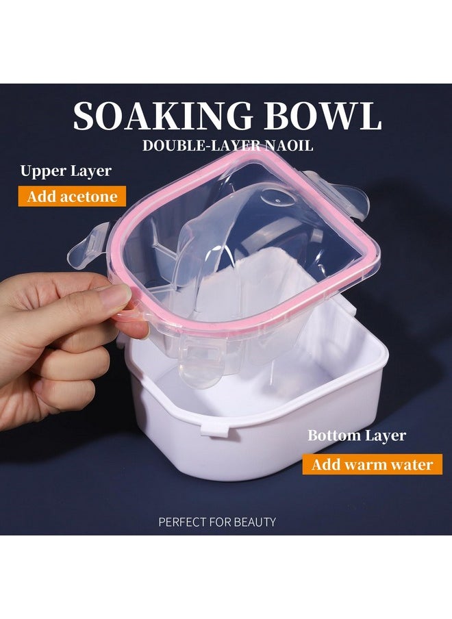 Teenitor Nail Soaking Bowl, Soak Off Gel Polish Dip Powder Remover, Manicure Bowl for Hand, Cuticle Remover Tools, Nail Brush Cuticle Pusher,Cuticle Oil Cuticle Peeler,Nail File Buffer Milk and Honey
