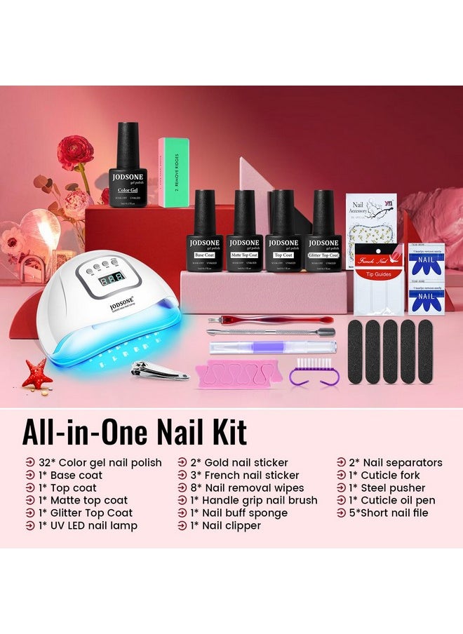 JODSONE Gel Nail Polish Kit with U V Light 32 Colors Gel Polish Nail Kit Soak Off Gel Nail Set Manicure Tools Nail Gel Kit Gifts for Women