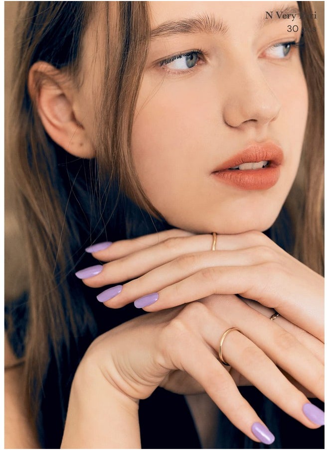 ohora Semi Cured Gel Nail Strips (N Cream Very Peri) - Purple, Solid, Works with UV/LED Lamps, Salon-Quality, Long Lasting, Easy to Apply & Remove - Includes 2 Prep Pads, Nail File & Wooden Stick