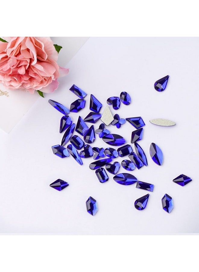Canvalite 1820Pcs Blue Rhinestones Nail Gems, 12 Styles 3D Glass Crystals Nail Charms Shiny Multi Shape Flatback Nail Rhinestones for Nail Art with Rhinestones Picker and Tweezers for DIY Nail Art