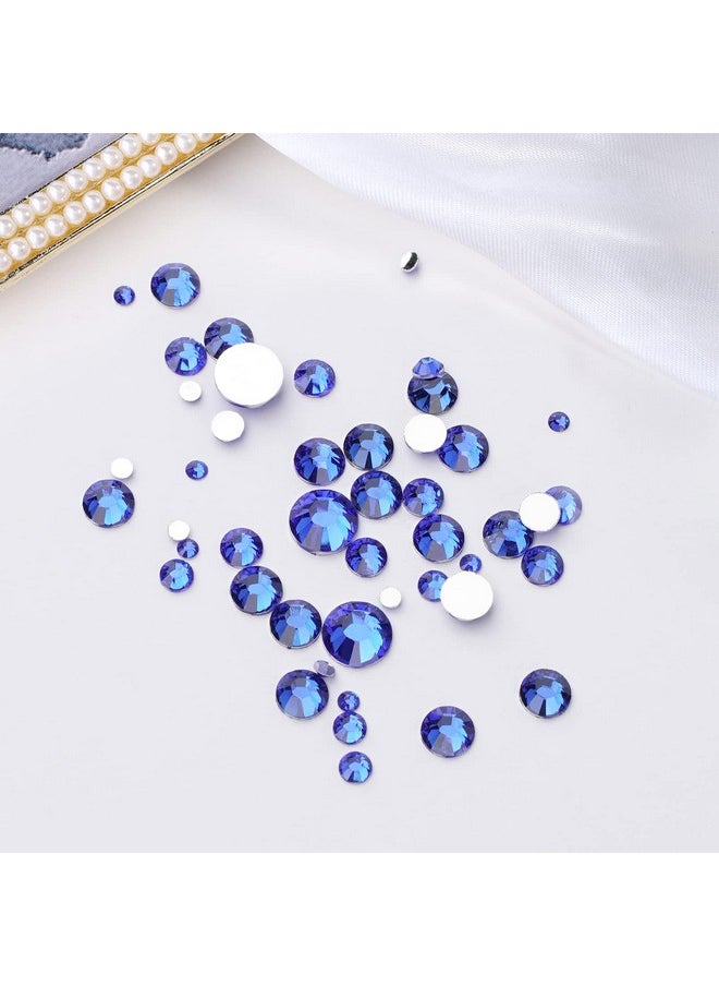 Canvalite 1820Pcs Blue Rhinestones Nail Gems, 12 Styles 3D Glass Crystals Nail Charms Shiny Multi Shape Flatback Nail Rhinestones for Nail Art with Rhinestones Picker and Tweezers for DIY Nail Art