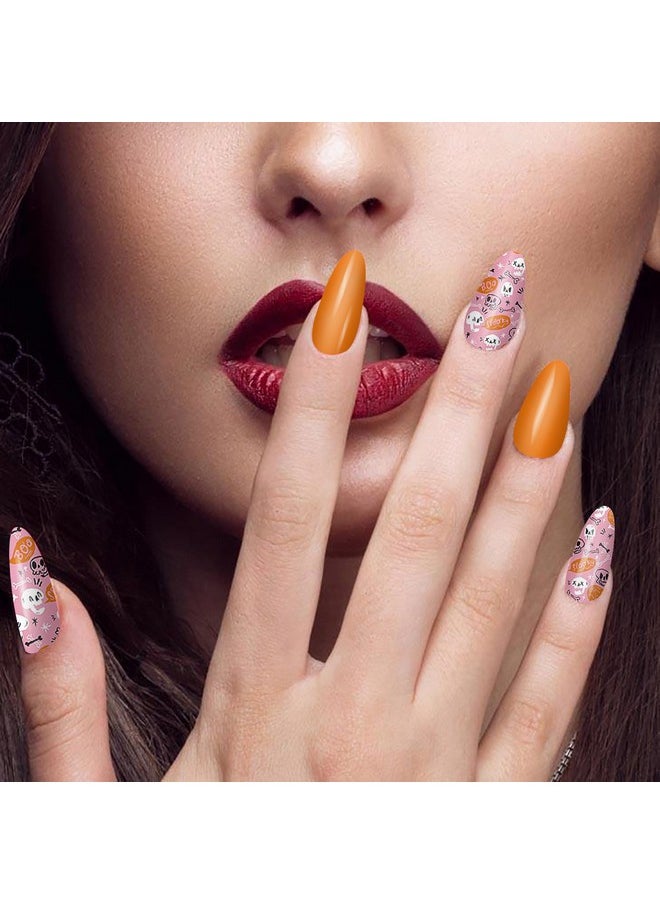 XEAOHESY 30 Sheets Marbled Halloween Real Nail Polish Strips Stickers With Nail File Halloween Nail Stickers Full Nail Wraps for Women Halloween Nail Art