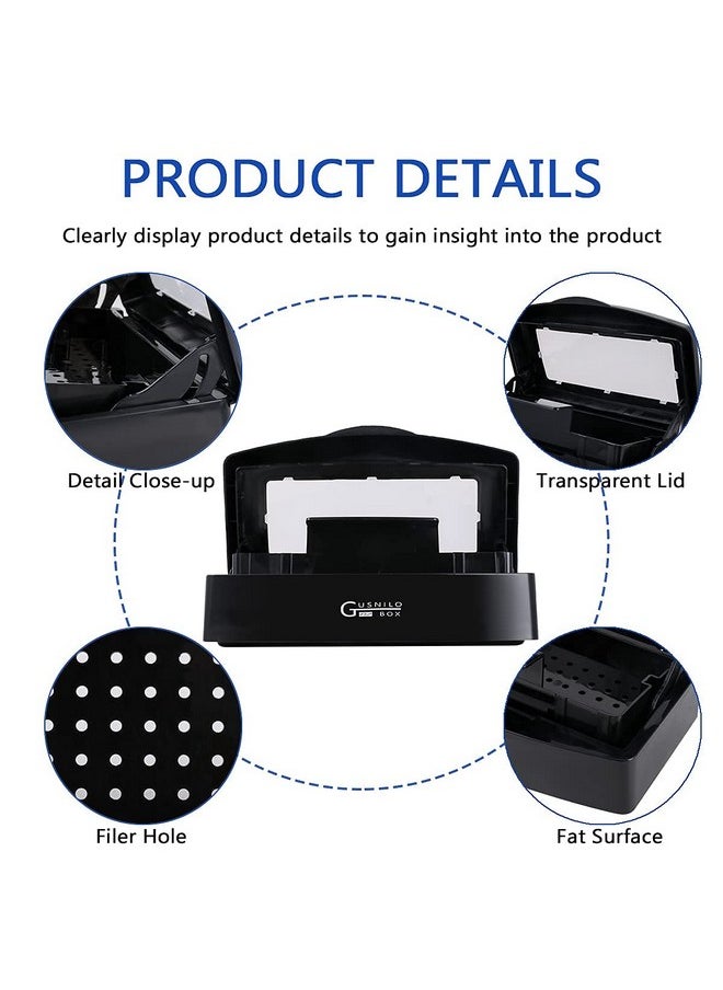 Gusnilo Nail Tool Sterilizer Box Plastic Disinfectant Container Barbicide Disinfectant Tray for Nail Tools, Tweezers, Hair Salon, Spa and Trimmer Manicure Equipment (Black)