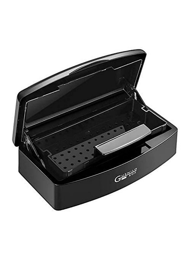 Gusnilo Nail Tool Sterilizer Box Plastic Disinfectant Container Barbicide Disinfectant Tray for Nail Tools, Tweezers, Hair Salon, Spa and Trimmer Manicure Equipment (Black)