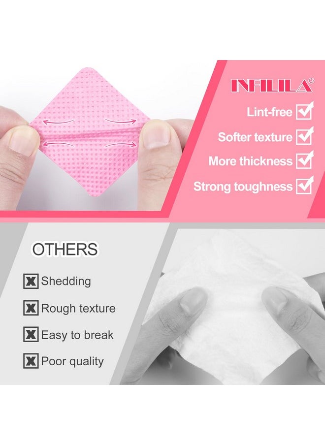 NXJ INFILILA 1080PCS Lint Free Nail Wipes Kit, Pink Gel Nail Polish Remover Set With 1PCS Acetone Pump Dispenser Bottle 200ml(6.8oz) for Professional Soak Off Gel Nail Polish Nail Remover